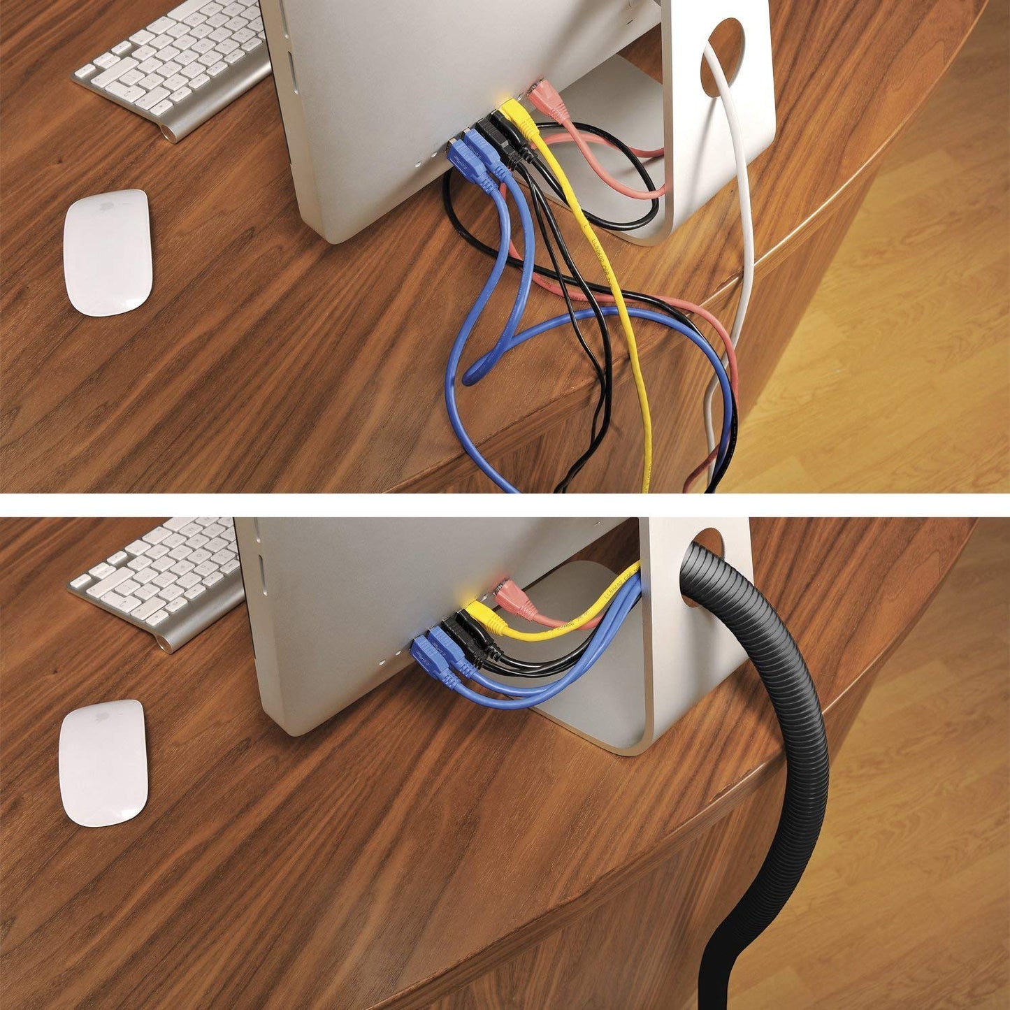D-Line Black 43in Cable Sleeve, Flexible Wire Protector Tubing, Split Electrical Conduit, Plastic PC Cable Management Tube, Cord Sheath, TV Loom