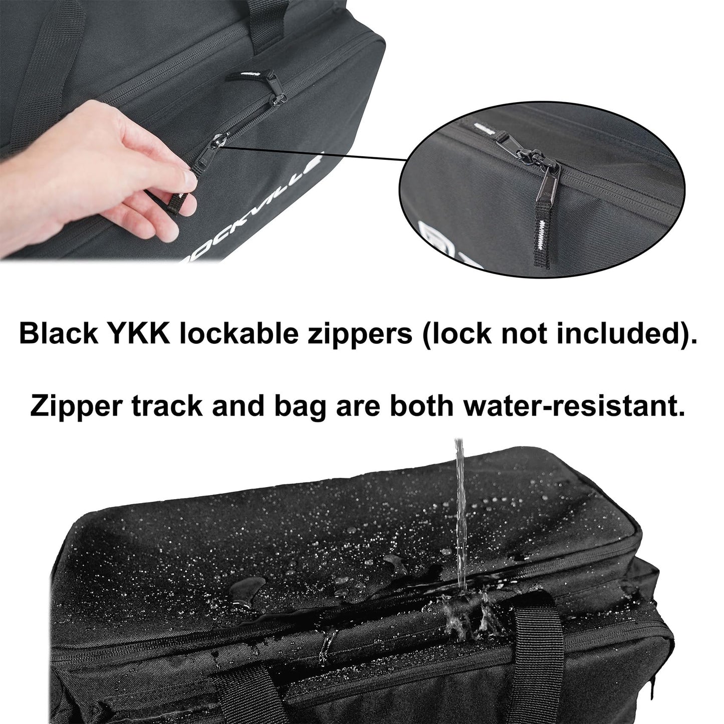 Rockville UT-BAG10 DJ Utility/Cable Bag, 10 Compartments, Padded Straps, Water-Resistant, Lockable Zippers, Perfect for DJs, Events, Gear & Cables