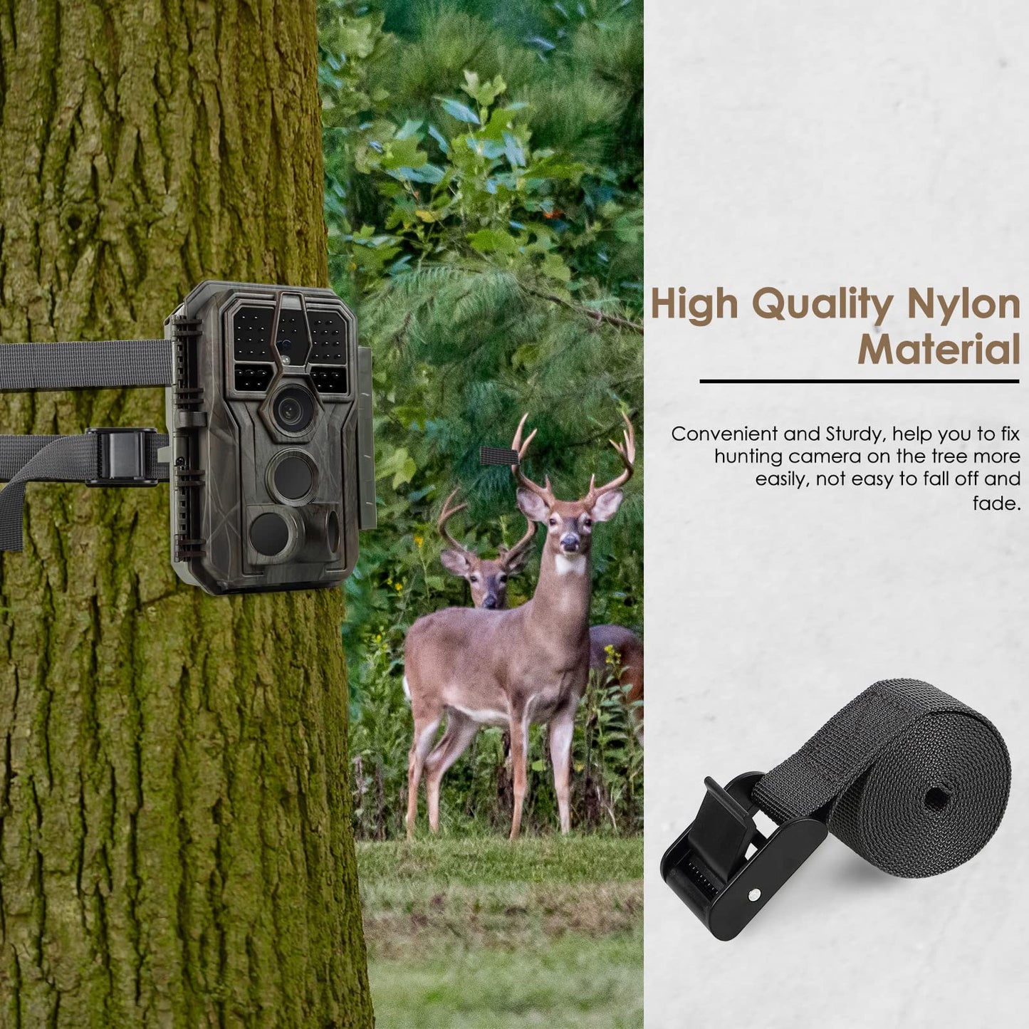 Folgtek 5pcs Trail Camera Straps Game Camera Tree Mounting Straps Portable UV Resistant and Foldable Nylon Fiber Belt, Hunting Camera Tree Strap Belts