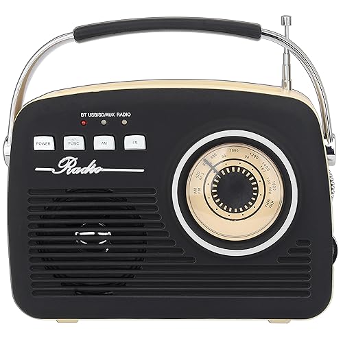 Supersonic SC-1201BT Retro Portable Bluetooth Speaker with Vintage Vibes, AM/FM Radio, USB/SD Card/AUX Inputs, in a Cute Old Fashion Style for Kitchen