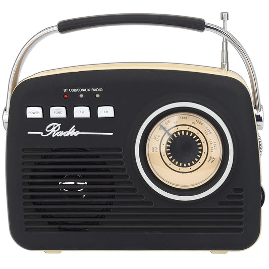 Supersonic SC-1201BT Retro Portable Bluetooth Speaker with Vintage Vibes, AM/FM Radio, USB/SD Card/AUX Inputs, in a Cute Old Fashion Style for Kitchen