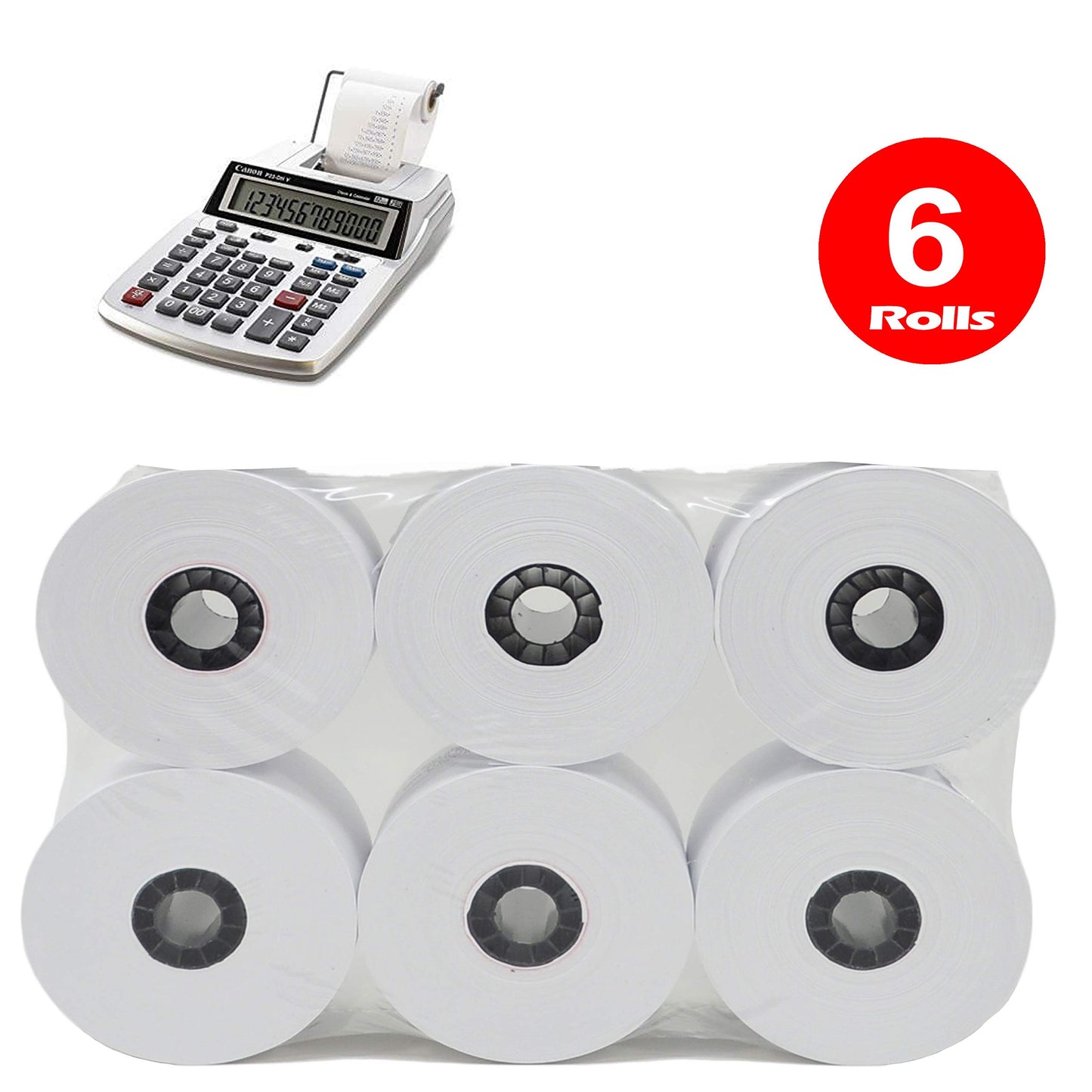 (6 Rolls) 2 1/4 x 150 ft, White, adding machine tape Paper Rolls, Premium One Ply Cash Register/Adding Machine/Calculator Roll Printing Calculator 10