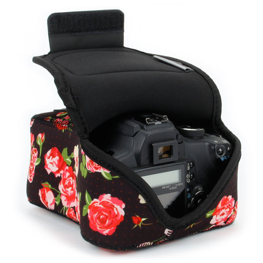 USA Gear Camera Sleeve (Medium) for Compact SLRs Compatible with Canon EOS R100 Nikon Z30 Sony ZV-E10, and more - Padded Neoprene DSLR Case