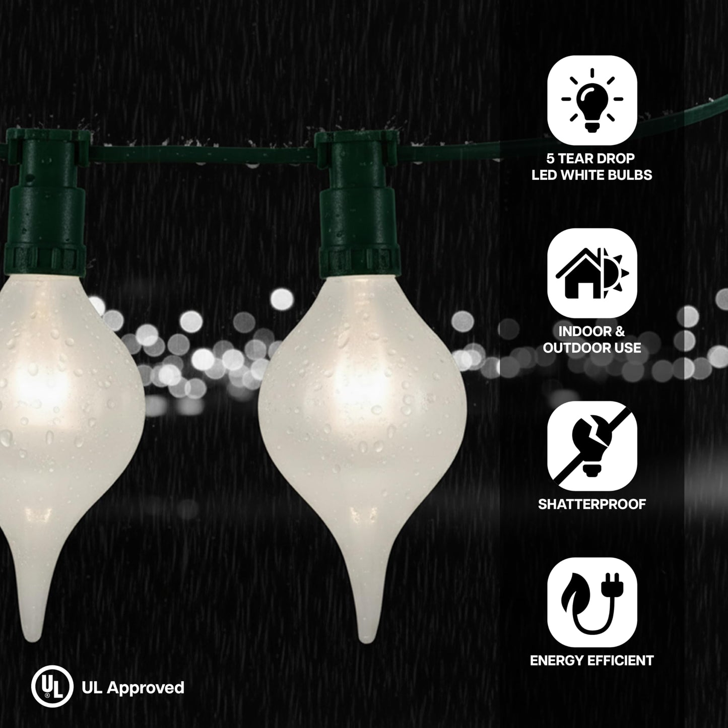 Holiday Bright Lights Teardrop LED Replacement Bulbs Frosted White Indoor Outdoor G45 E26 Base 5 Pack
