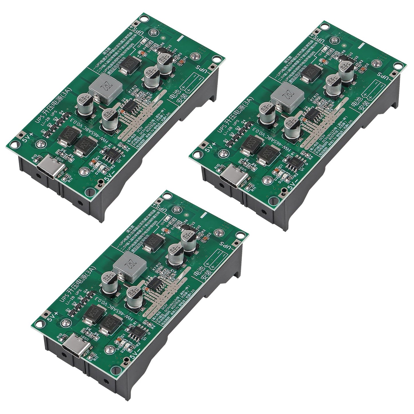 DWEII 3pcs Type-C 15W 3A Fast Charge UPS Power Supply / 18650 Lithium Battery Charger Module DC-DC Step Up Booster Converter 5V 9V 12V （5V）