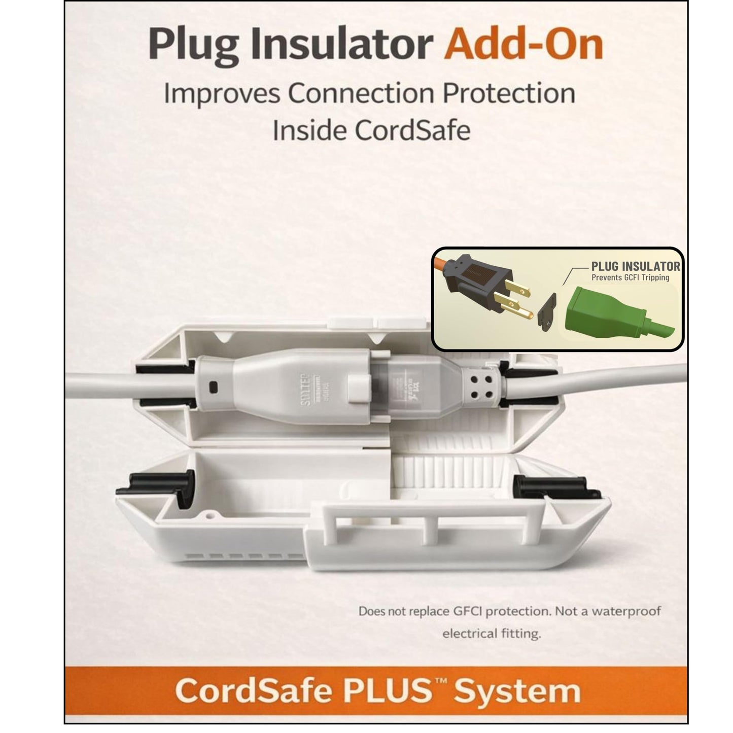 Extension Cord Connection Protector by CordSafe Plus, Weather-Resistant, Fits 18-12 AWG, Helps Keep Plugs Secure, Made in USA (Green, 3 Pack)
