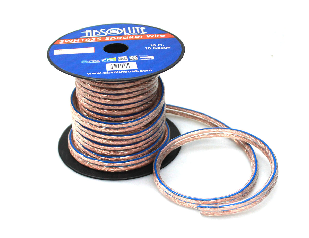 Absolute USA SWH1025 10 Gauge Car Home Audio Speaker Wire Cable Spool 25'