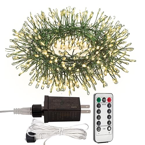ZELUXDOT Firecracker Fairy Lights,100FT 1000Leds Waterproof Twinkle Lights Plug in,8 Modes Remote String Light for Indoor Outdoor Christmas Wedding