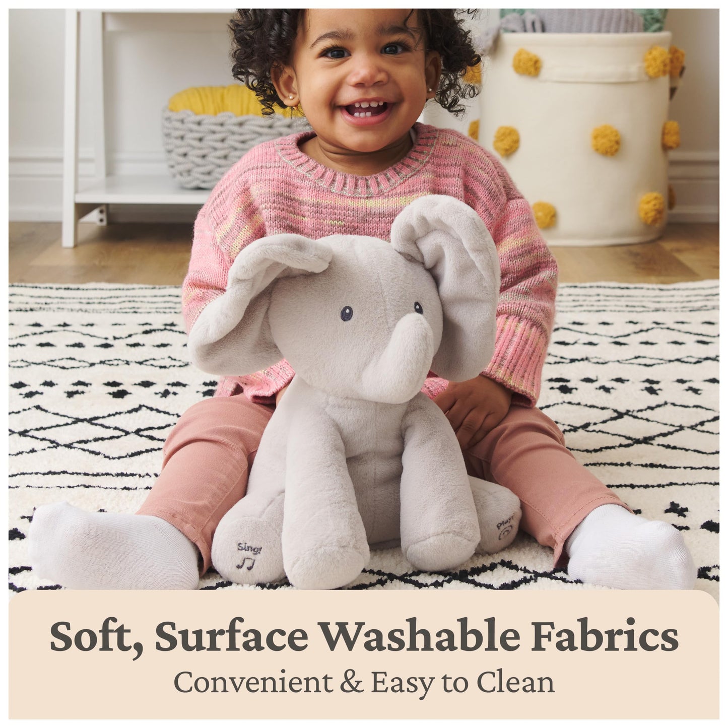 Baby Gund Animated Flappy The Elephant Plush, Singing Stuffed Animal Baby Toy for Ages 0 and Up, Gray, 12"