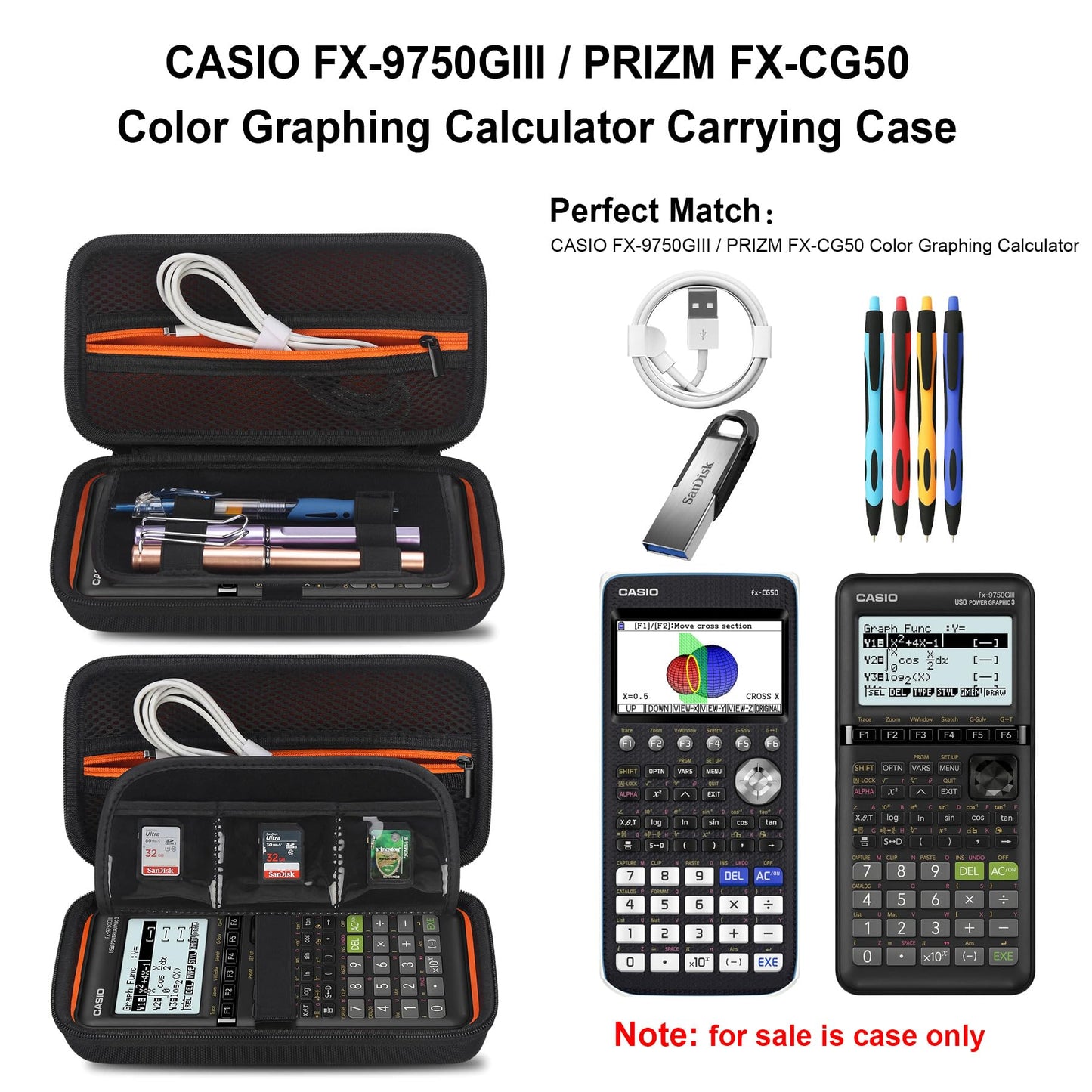 Elonbo Carrying Case for Casio fx-CG50 PRIZM/fx-9750GIII Color Graphing Calculator/ 991ES Plus/ 991CW/ 115ES Plus/ 300ES/ 300MS Standard Advanced
