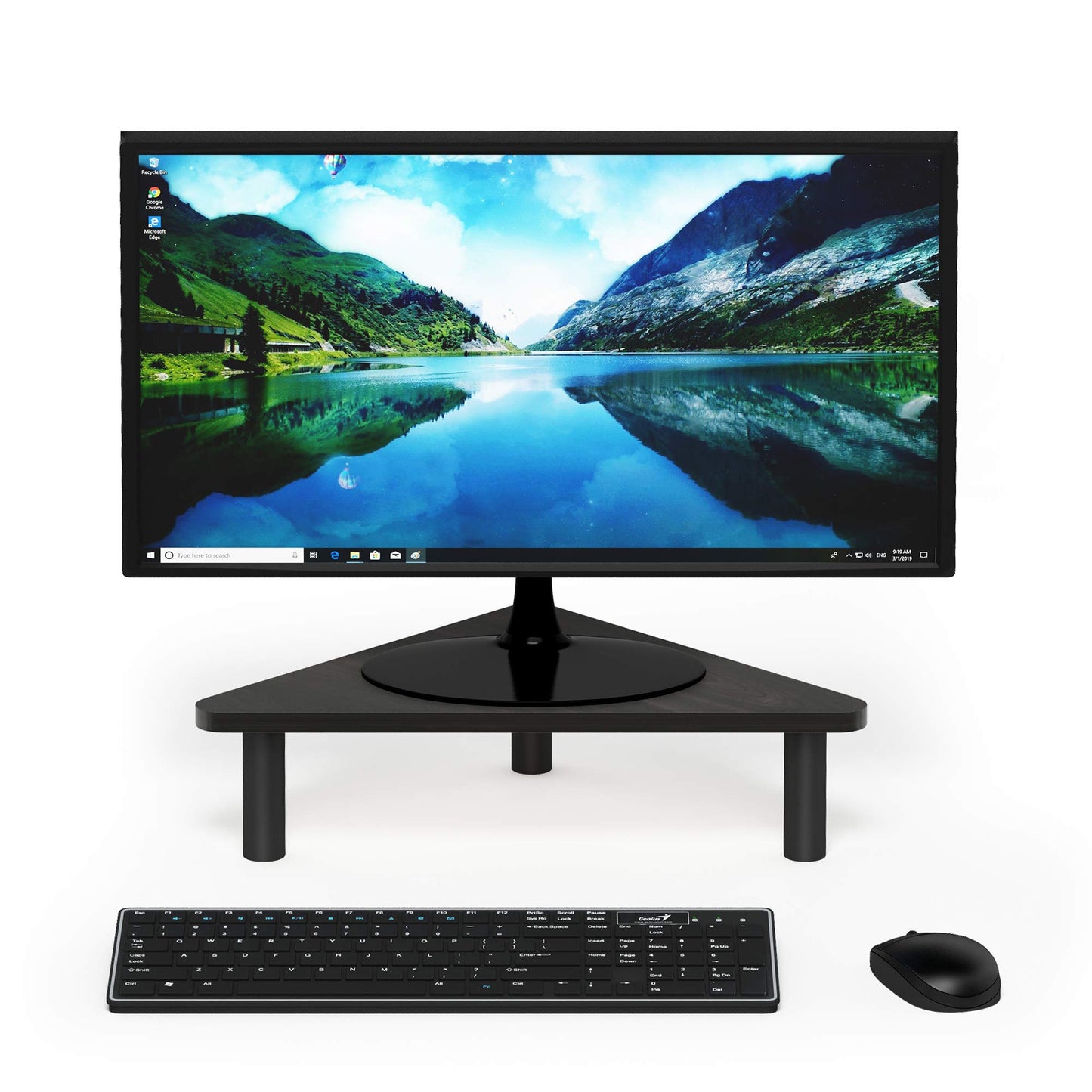 Furinno TURN-N-TUBE Monitor Stand Riser, 19.6" Wide Triangle Corner Monitor Riser, Laptop Stand for Desk, Office Desk Accessories, Desktop Organizers
