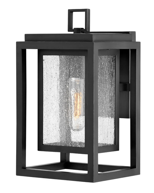 Hinkley Republic 1000BK Small Outdoor Wall Mount Lantern, Transitional/Modern, Double Frame Design, Coastal Elements, Black