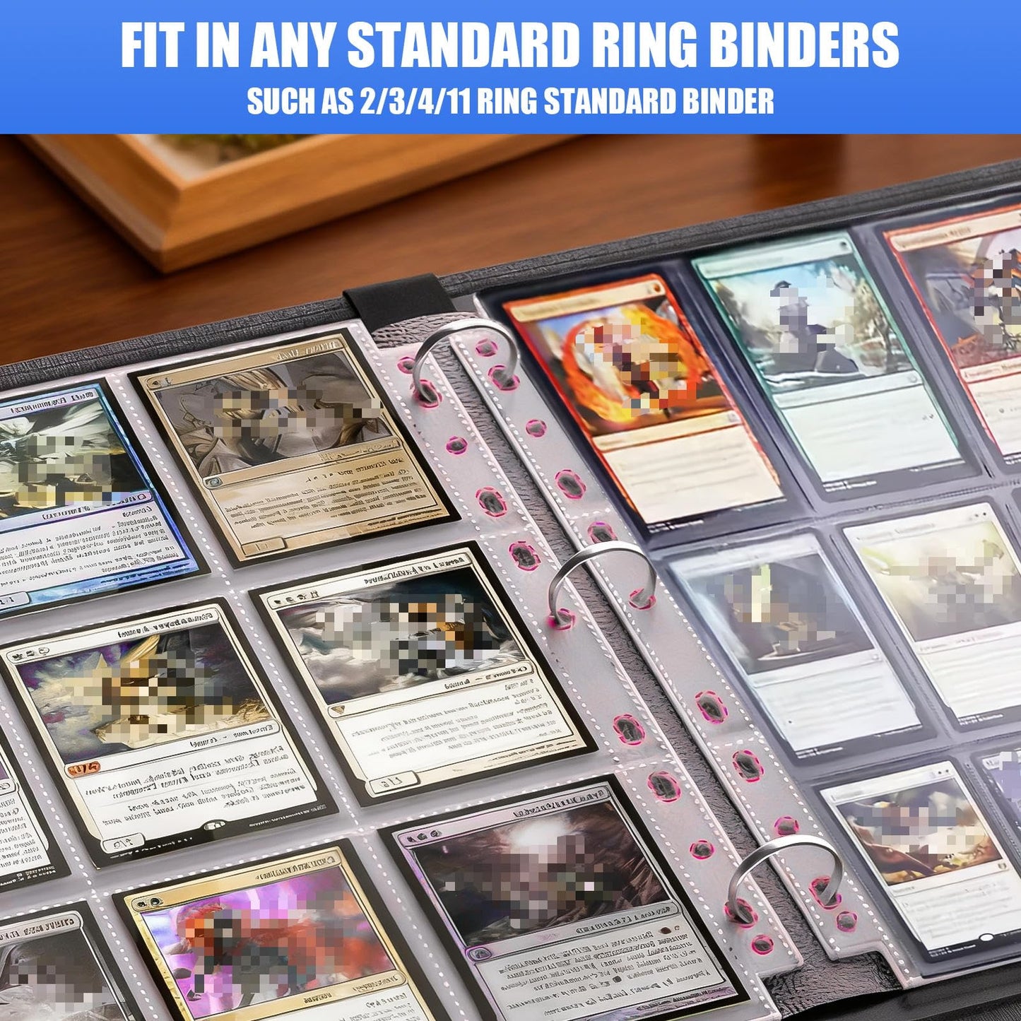 400 Pack 9 Pocket Card Sleeves Binder Sheets, Trading Card Sleeves for 3 Ring Binder, Holds 7200 Cards, Card Holder Binder Pages Protectors Fit