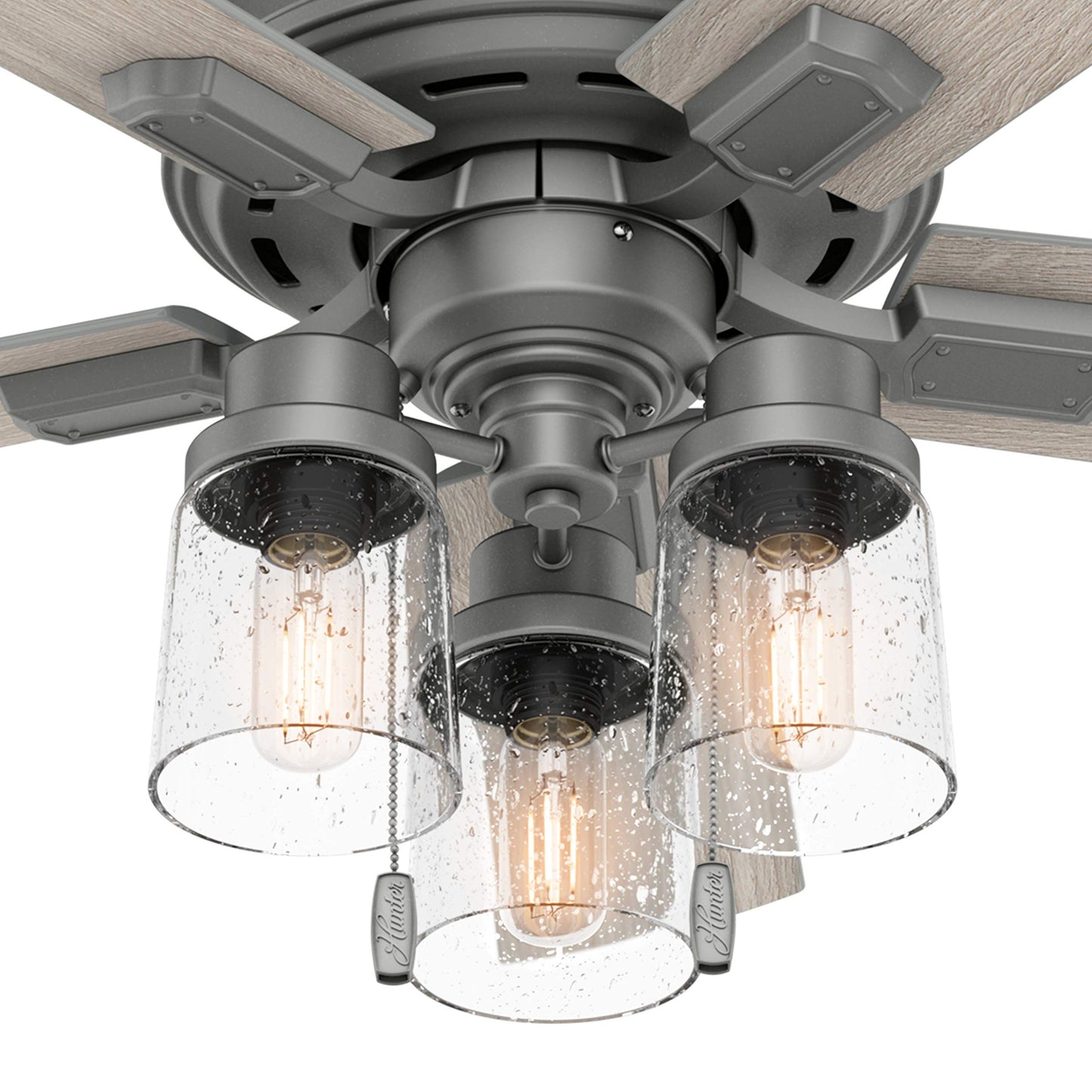 Hunter Fan 44 inch Casual Matte Silver Indoor Ceiling Fan with Light Kit and Pull Chain (Renewed)