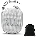 JBL Clip 4 Portable Bluetooth Speaker Bundle with Deluxe CCI Protective Carrying Pouch (White)