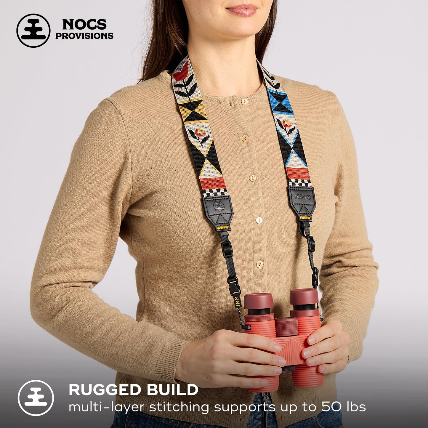 Nocs Provisions NocLoc Woven Tapestry Strap, Binocular & Camera Carry Accessory for All?Day Comfort Hold - Flora