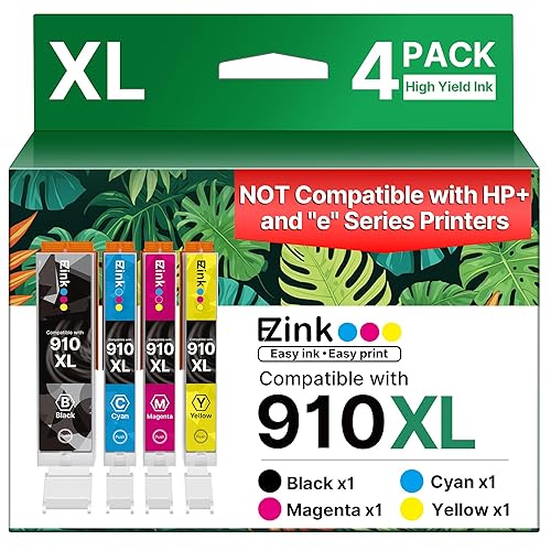 E-Z Ink 910XL Ink Cartridges for HP Printers Replacement for HP 910XL Ink Cartridges Combo Pack 910XL Black and Color Combo Pack Use with OfficeJet