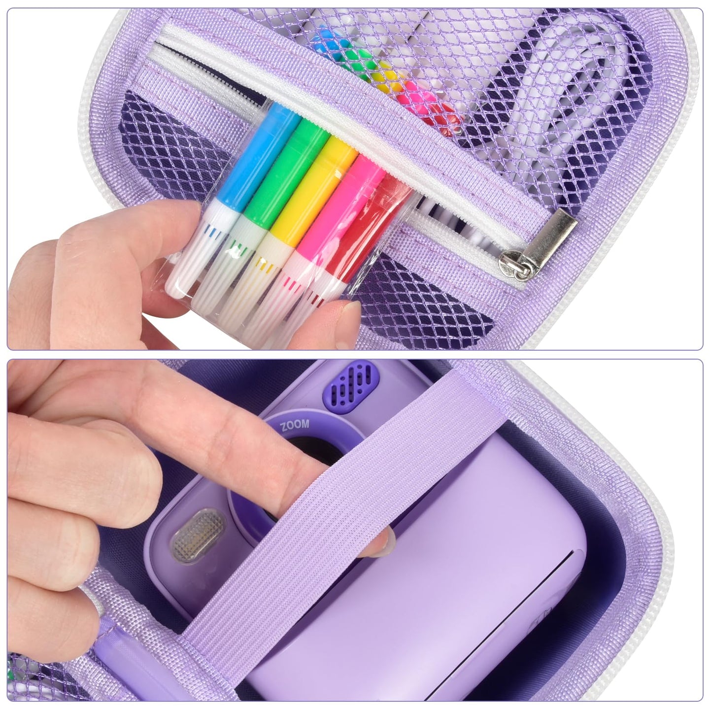 Kids Instant Print Camera Case for Cimizi, for Masterbee, for Dylanto, for BOFIDAR, Portable Storage Bag with Shoulder Strap, Mesh Pocket for Print
