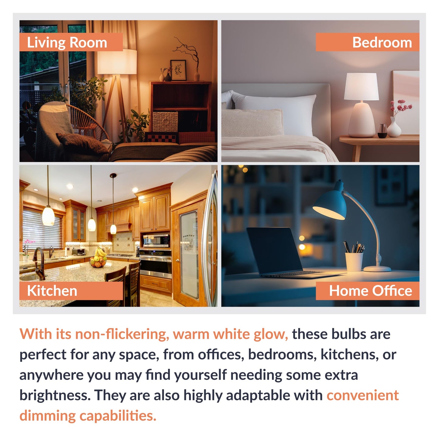 Newhouse Lighting 100 Watt Equivalent 2700K 1600-Lumen A19 Dimmable LED Light Bulb 2-Pack E26A19-100WD-2, Dimmable Bulb is Ideal Light for Bedroom