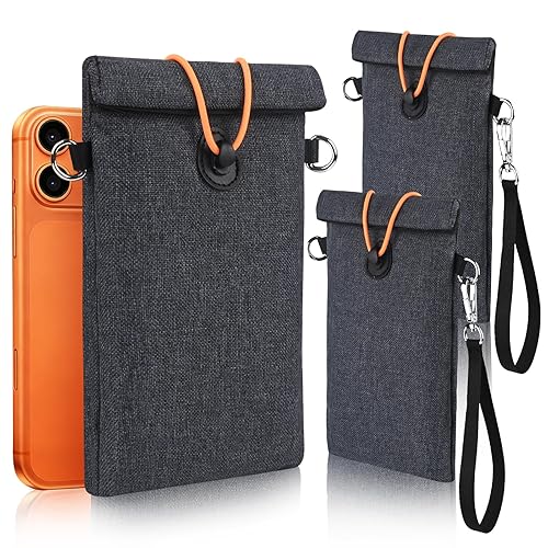 Faraday Bags for Phones 2 Pack, Signal Blocking Bag, Go Dark Bag, RFID Blocking Pouch for Cell Phone, Car Key Fob, Credit Cards (Dark Gray)