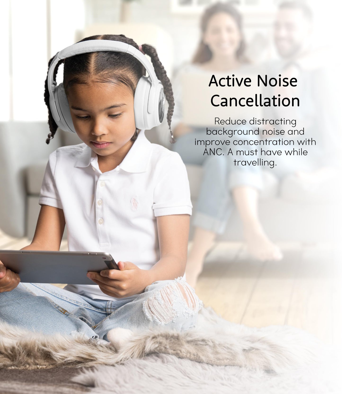 BuddyPhones Cosmos Fun | Wired or Wireless Foldable ANC Bluetooth Headphones + Microphone - SafeAudio Volume-Limiting Options, for Toddlers to Young