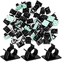 Eboot 50 Pieces Adhesive Cable Wire Clips Strong Cord Clips Wire Holders Cable Cord Straps Management Clamps Tie Holder for The Wall, Under Desk, Car