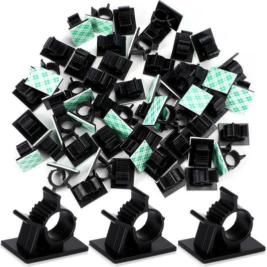 Eboot 50 Pieces Adhesive Cable Wire Clips Strong Cord Clips Wire Holders Cable Cord Straps Management Clamps Tie Holder for The Wall, Under Desk, Car