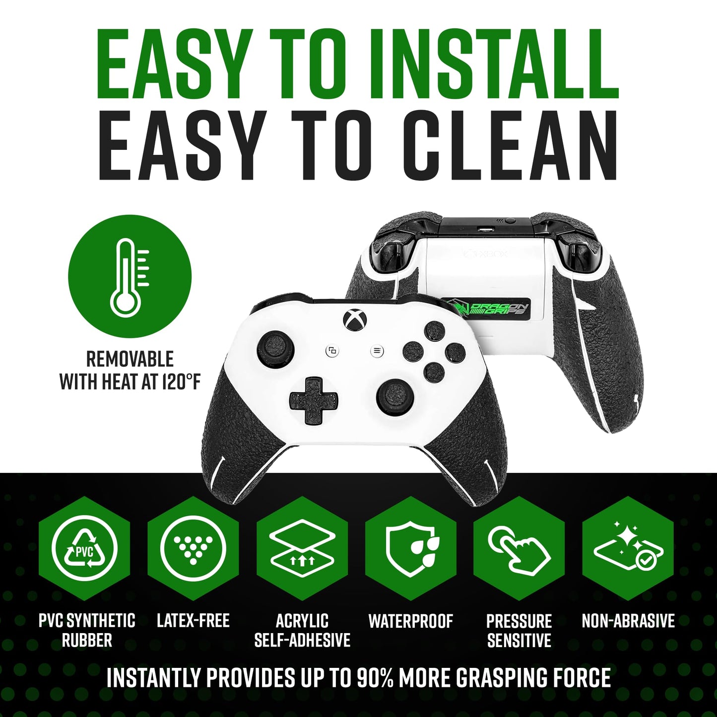 Dragon Grips Xbox Controller Grips - Ultra Thin 0.5mm Anti-Slip Textured Rubber Grip Accessory for Xbox One & Elite Controllers - Full Coverage