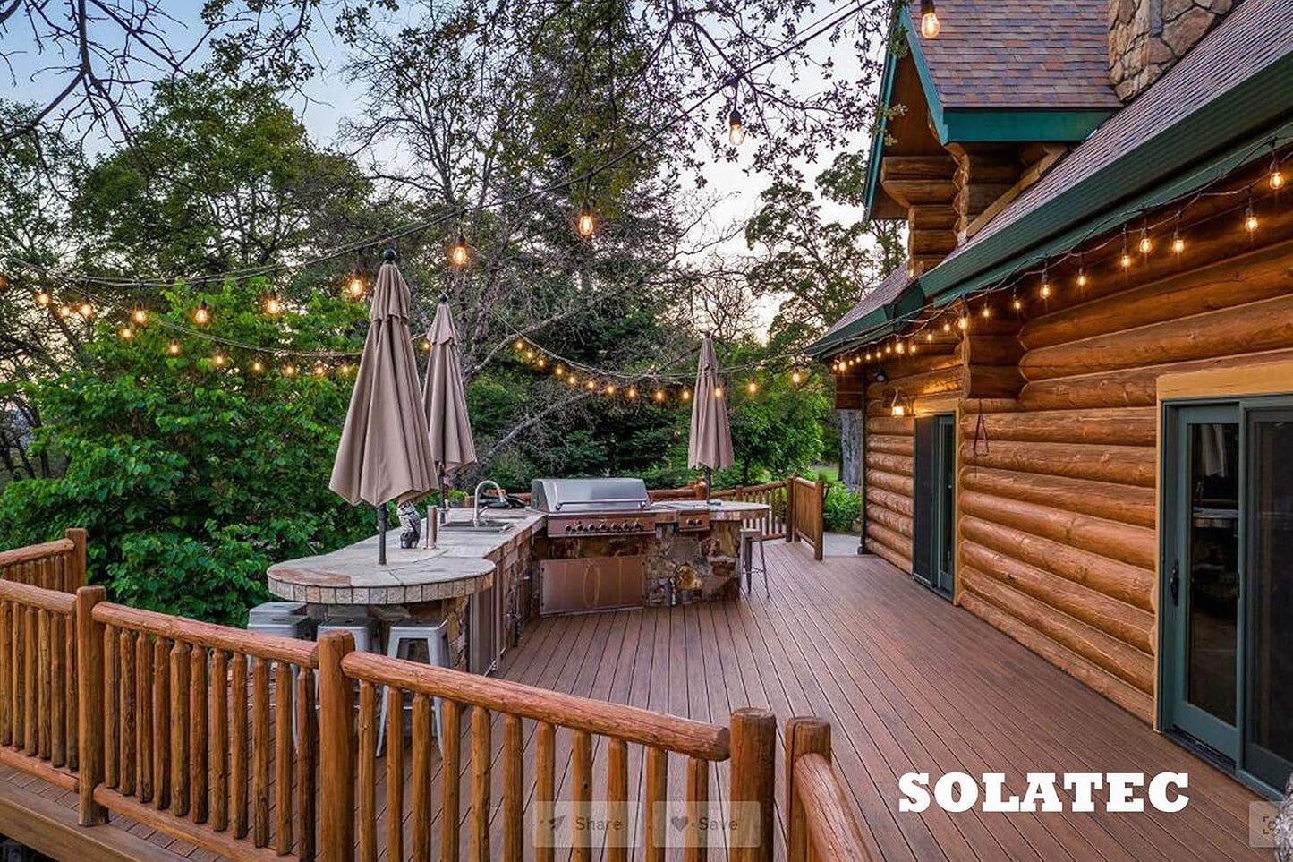 Solatec LED String Lights, Shatterproof 96FT 30 Hanging Sockets Commercial Grade Waterproof 2W Outdoor String Light Decor for Patio, Garden, Balcony