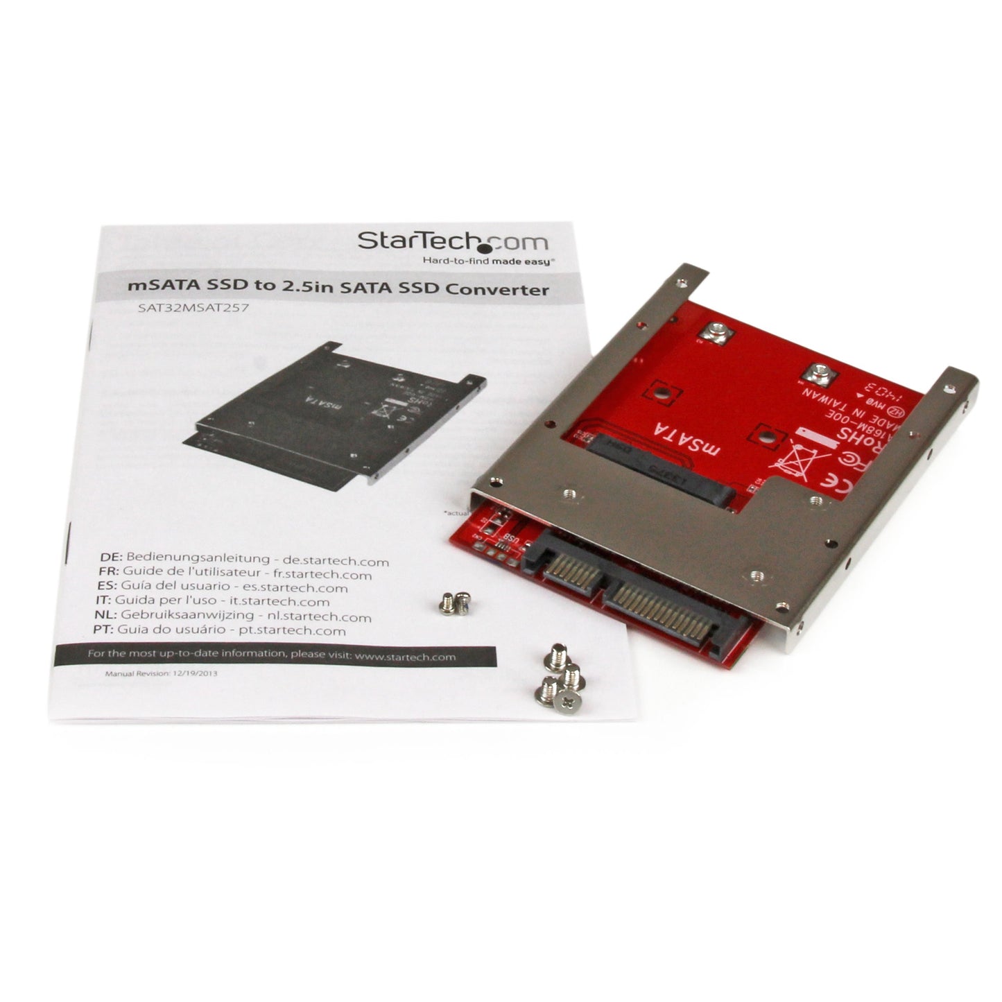 StarTech.com mSATA SSD to 2.5in SATA Adapter Converter - mSATA to SATA Adapter for 2.5in bay with Open Frame Bracket and 7mm Drive Height , TAA