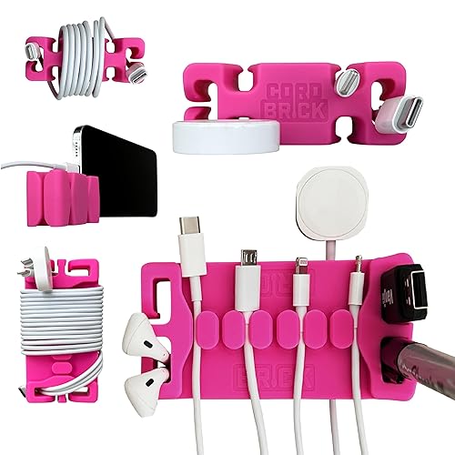 CordBrick/DeskBrick Bundle Weighted Cord Holders for Nightstand & Desk - Phone Charger Cable Management Travel, Phone Accessory, Stocking Stuffer