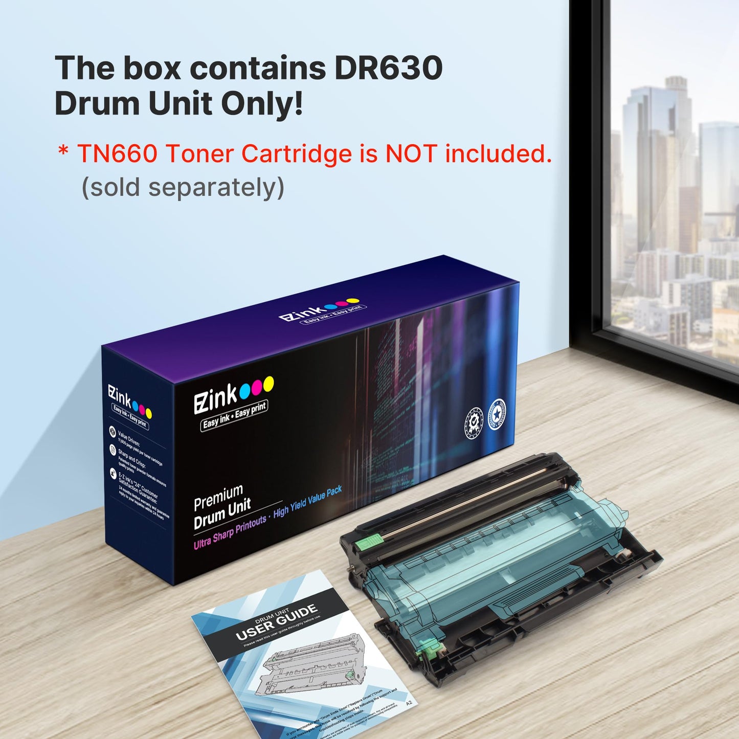 E-Z Ink Compatible Drum Unit (Not Toner) Replacement for Brother DR630 DR 630 to Compatible with DCP-L2520DW DCP-L2540DW HL-L2300D HL-L2305W HL-L2320D