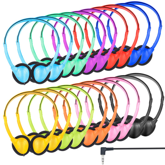 ZNXZXP 20 Pack Bulk Classroom Headphones for Students Kids School, Wholesale Headphones Class Set with 3.5mm Jack for Chromebook Laptop PC Computer…