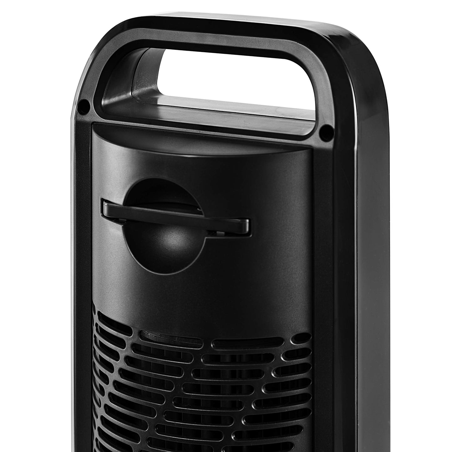 Seville Classics UltraSlimline Indoor Bladeless Oscillating Tower Fan Quiet Cooling LED Display Space-Saving for Home w/Remote and 7.5H Timer, Black