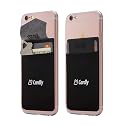(Two) Secure Cell Phone Stick On Wallet Card Holder Phone Pocket for iPhone, Android and All Smartphones. (Black)