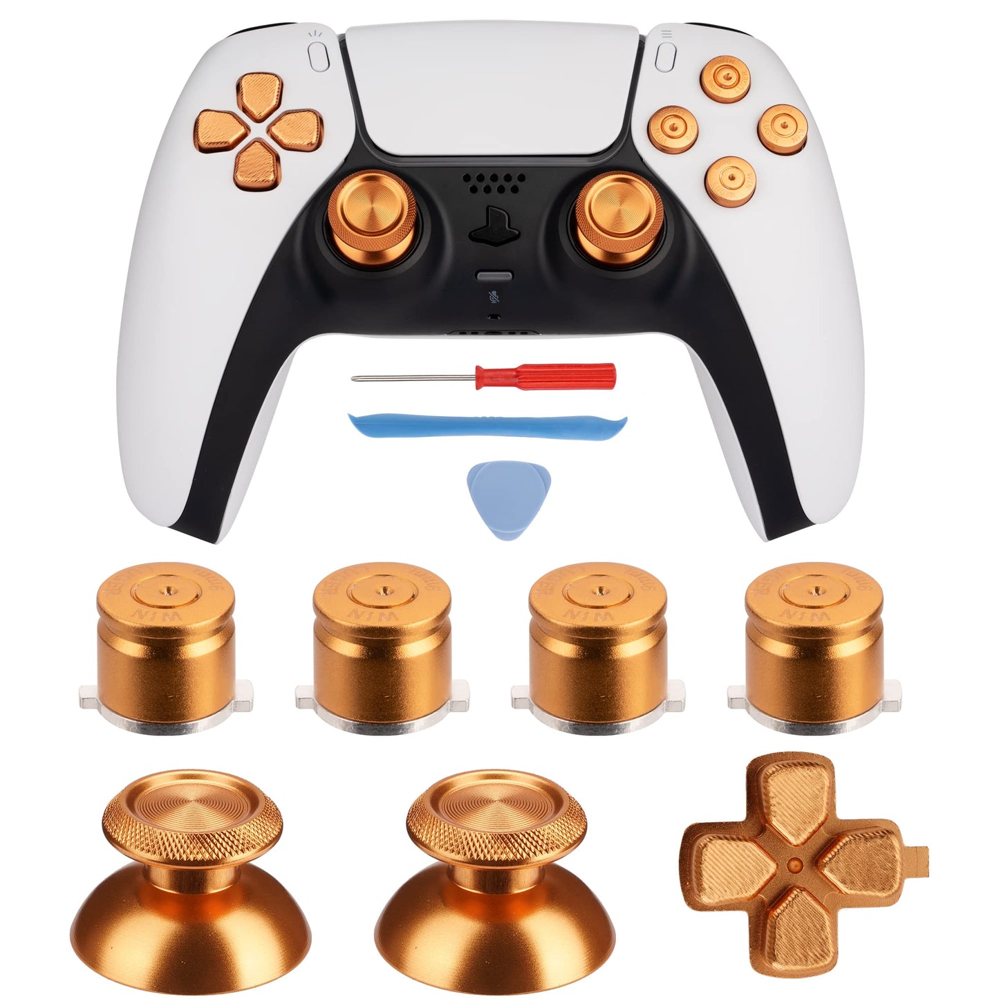 Avericht Metal ABXY Buttons Dpad Thumbsticks for PS5 Controller, Metal Aluminum Action Buttons & Dpad & Analog Stick Replacement Kit for PS5