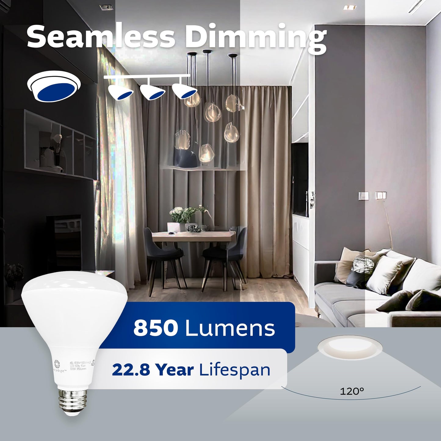 Elemedia Tech of America Dimmable LED BR30 Flood Light Bulb - 65W Equivalent, 850 Lumens, 5000K Cool White, UL Certified, Energy-Efficient