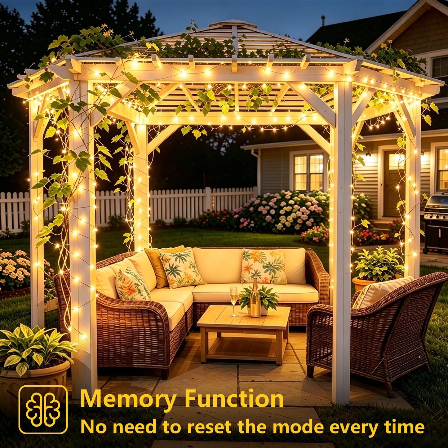 YEGUO 4 Pack Warm White Solar Fairy Lights, Each 33ft 100 LED Christmas Lights Outdoor Waterproof, 8 Modes Sliver Wire Solar String Lights