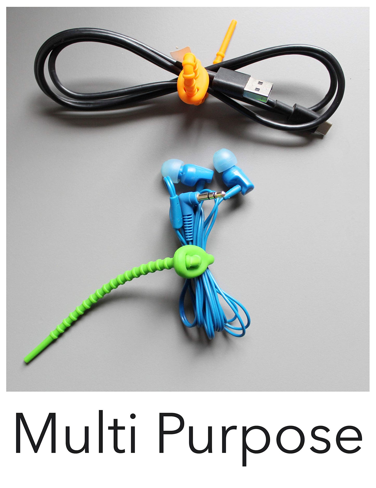 Multi Purpose Silicone Zip Ties - 20 pcs - 6 inch Cable Ties - Double Lock Twist Ties in Multi Color (Red, Blue, Green, Orange) - Extra Hold Reusable