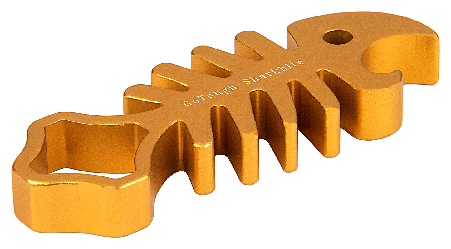 Fotodiox Pro GoTough Sharkbite - Gold Aluminum Metal GoTough Wrench for Tightening GoPro Mounting Knobs, Screws and Bolts; Shark Styled Wrench