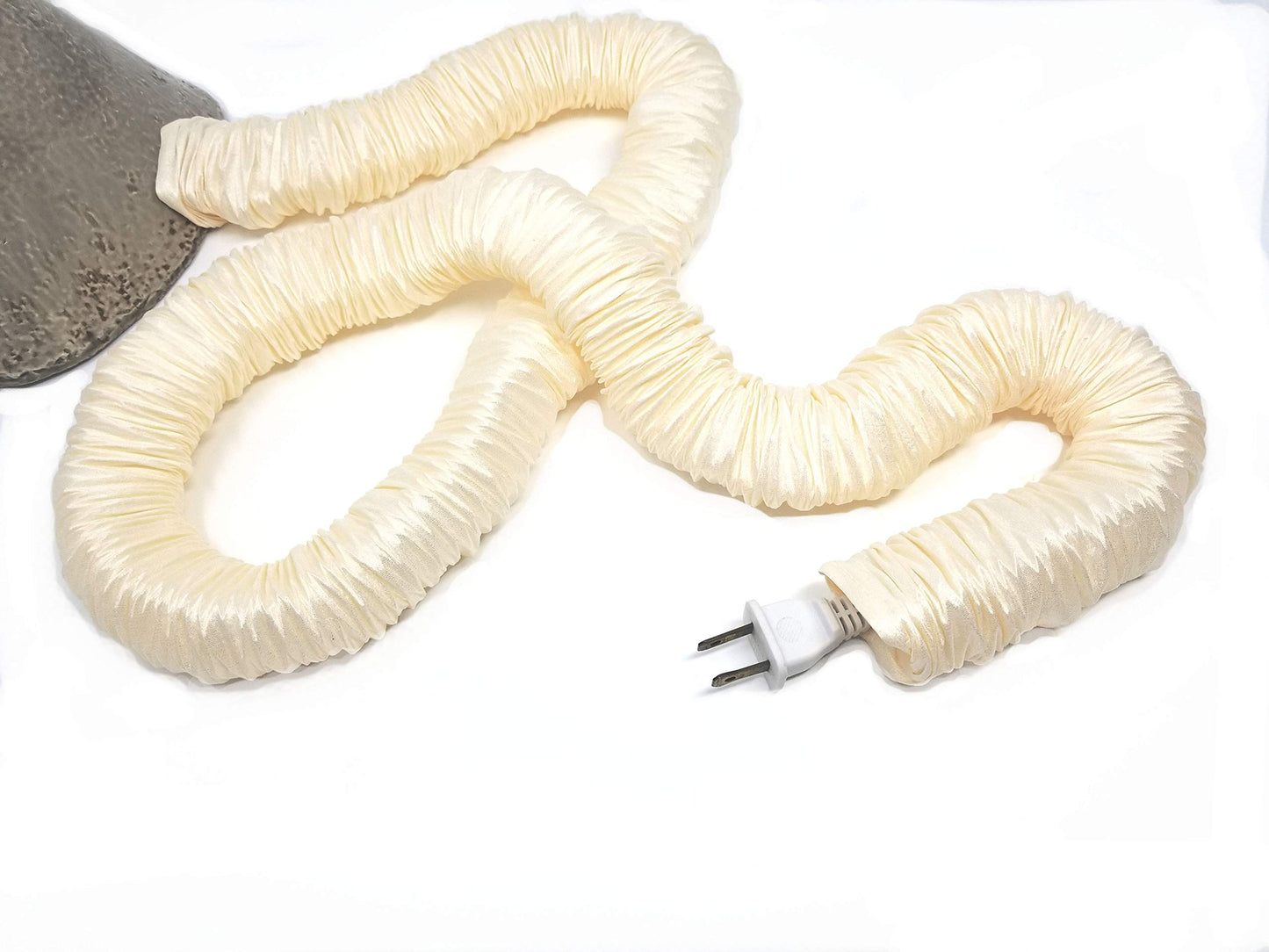 Cream COVEREase Lamp Cord Cover 9 ft Faux Silk Fabric Cover - Cable Sleeve, Wire Cover, Cord Hider for Cable Management for Electrical Lighting