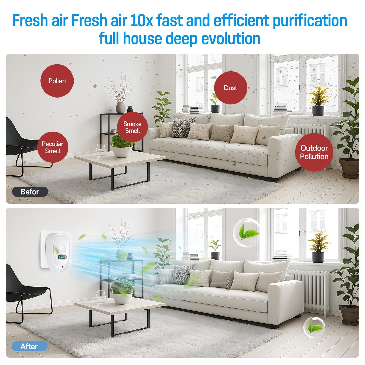 Oneluner Air Ionizers for Home,4-Pack Negative Ion Air Purifiers