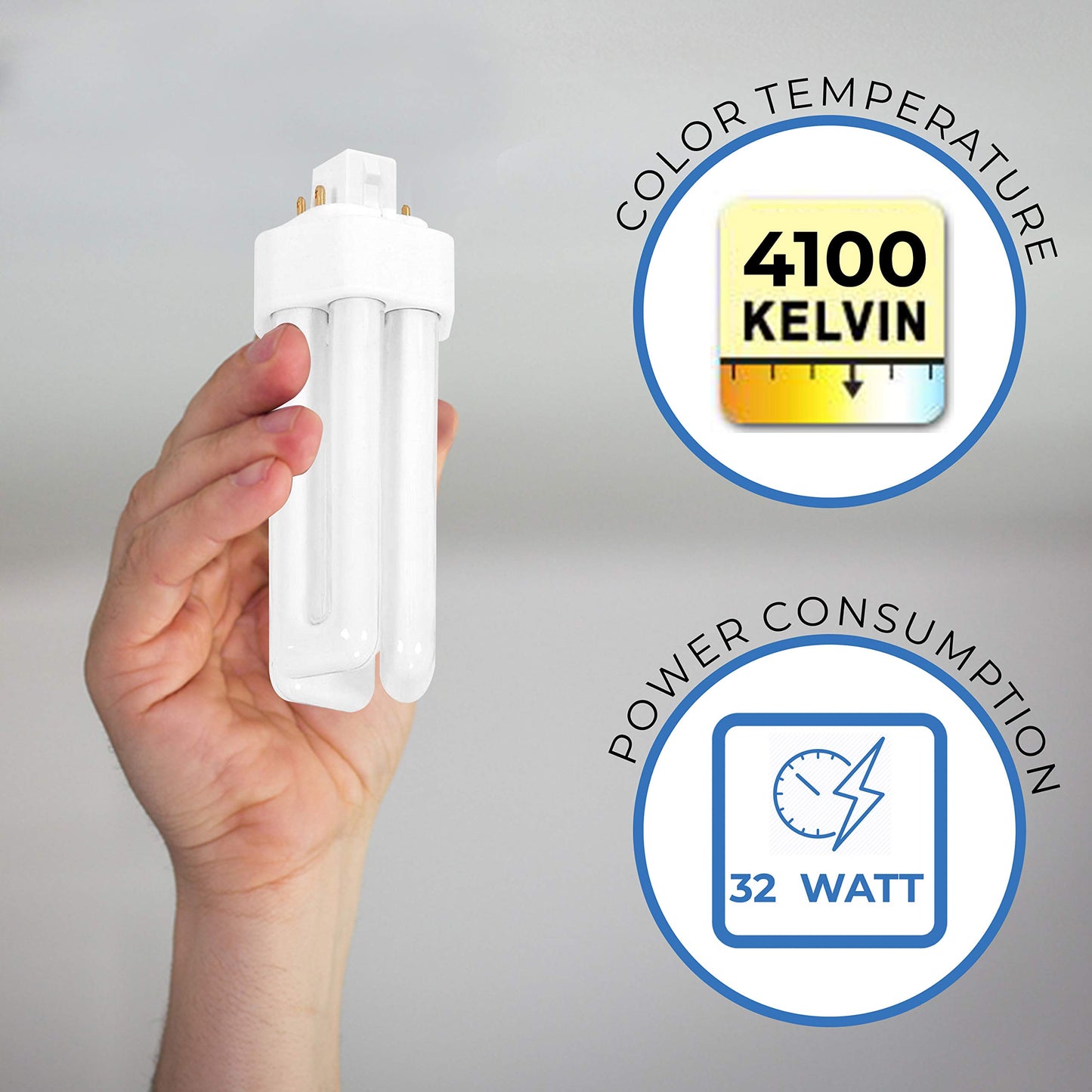 OHLECTRIC Fluorescent Light Bulb - 32 Watt Smart Fluorescent Light Bulb - 4 Pins Compact Fluorescent Light Bulb - Long-Life and Energy-Saving Amalgam