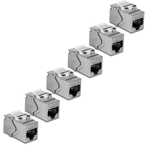 TRENDnet Cat6A RJ45 Keystone Inline Coupler Keystone Jack, 6-Pack, TC-KC06C6A, Keystone Jack Female to Female for Wall Plates & Blank Shielded