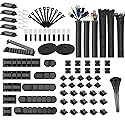 189PCS Cable Management Kit, 6 Cable Sleeve40 Cable Clips with 11Cord Holders, 2 Roll Self Tie, 10 Self Adhesive Cord Organizer, 100 Fastening Cable