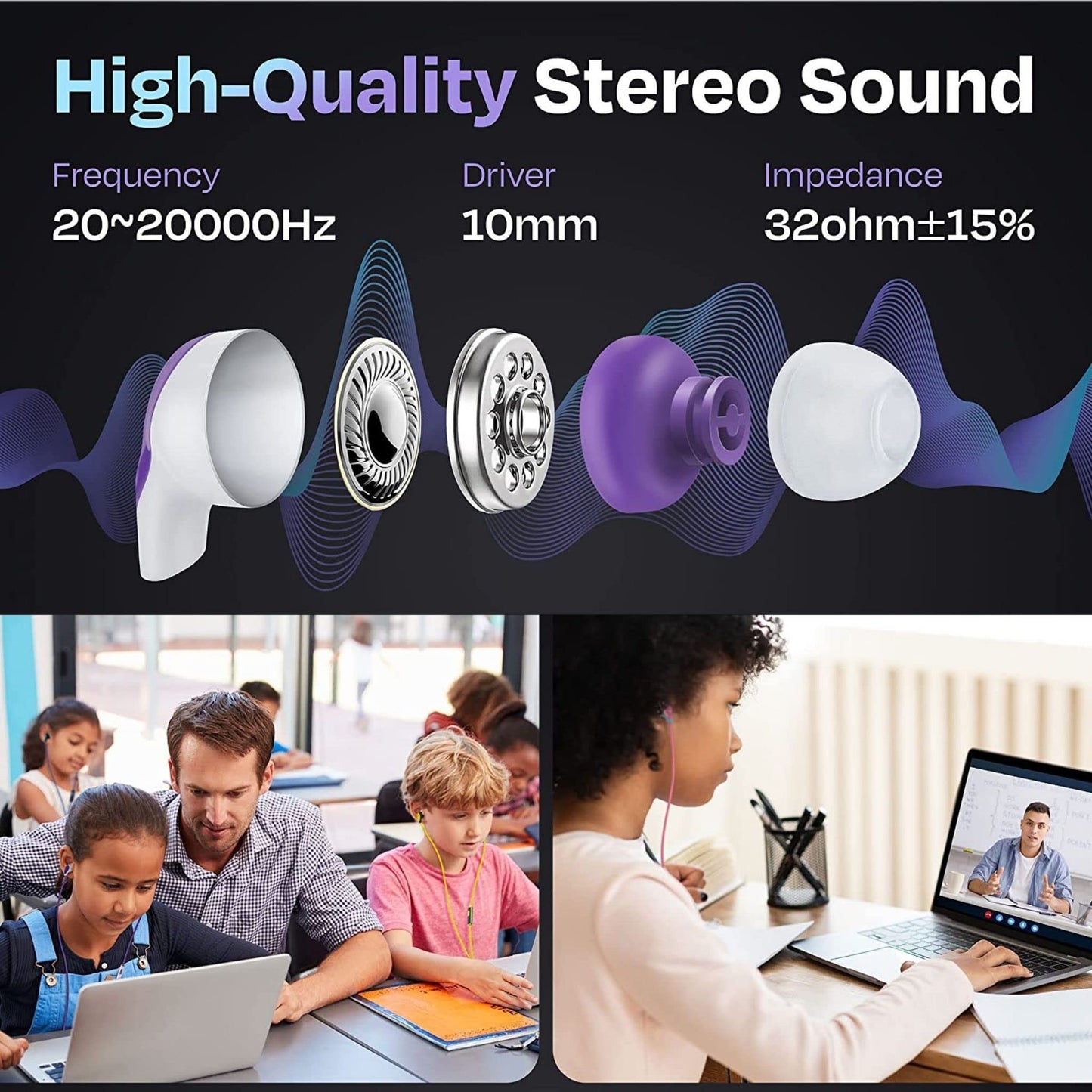 JustJamz Bulk Earbuds 50 Pack | Basic Earbuds, Dot Headphones, Black in-Ear Disposable Headphones, 3.5 MM Audio Jack Stereo Earphones for Schools…