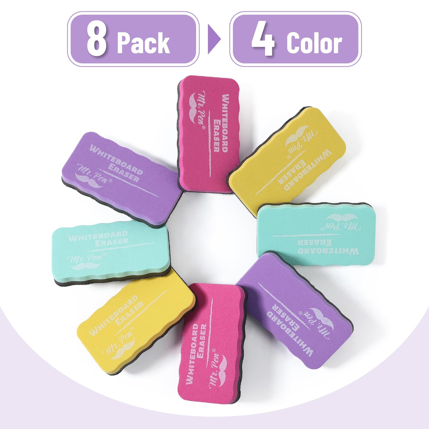 Mr. Pen- Magnetic Dry Erase Erasers, 4"x2.25", 8 Pack