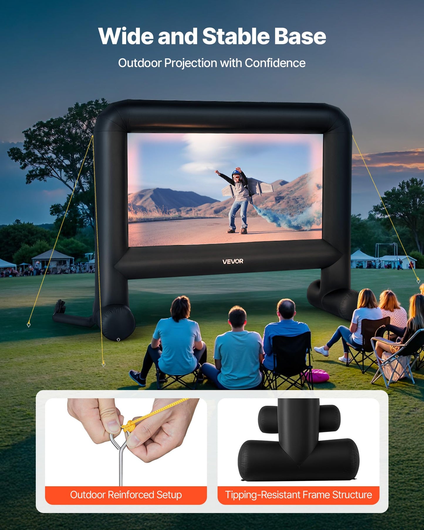 VEVOR 16FT Inflatable Movie Screen Outdoor, Inflatable Projector Screen with Portable Storage Bag, 16:9 Easy Set Up Movie Projection for Outdoor