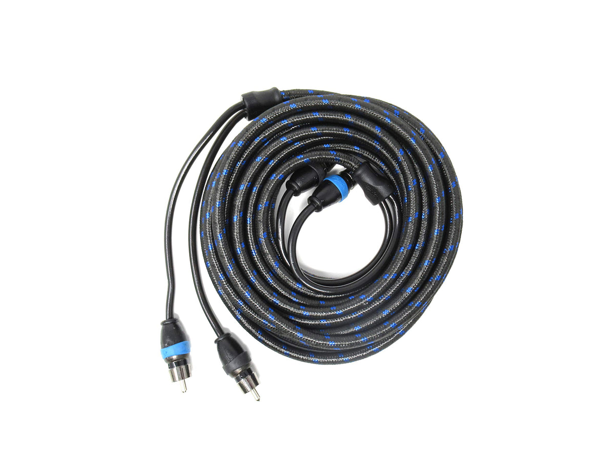 Sky High Car Audio 2 Channel 12 ft RCA Cables Triple Shield Nylon Coated