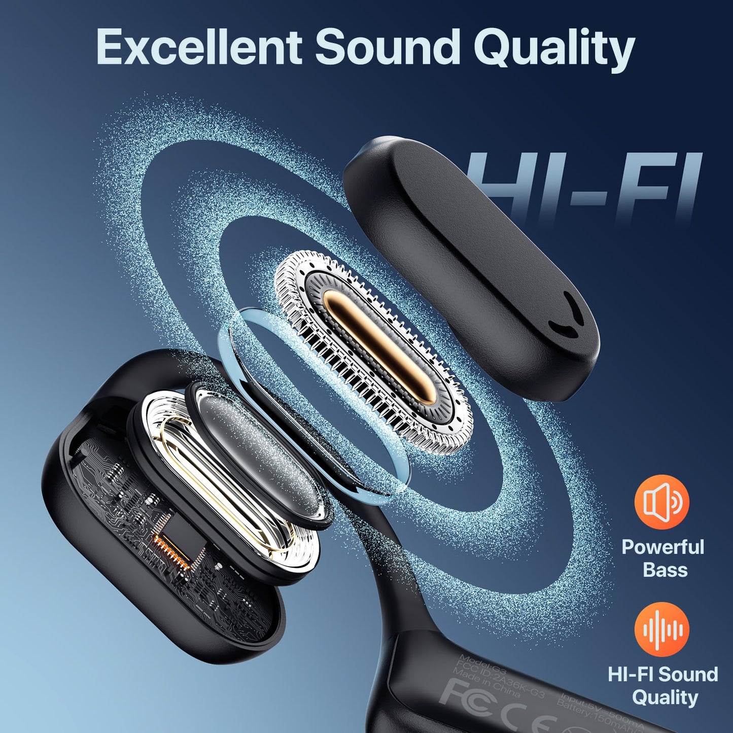 Bluetooth Headset with Microphone, Open Ear Headphones, Dual Connect Bluetooth 5.4 Headphones with Noise Cancelling & Mute, Wireless Headset with Mic…